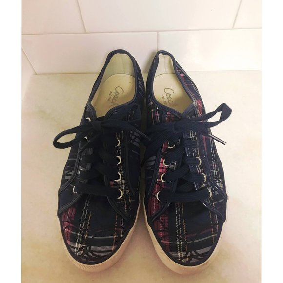 COACH Dee Blue Plaid Sneakers - Picture 7 of 10